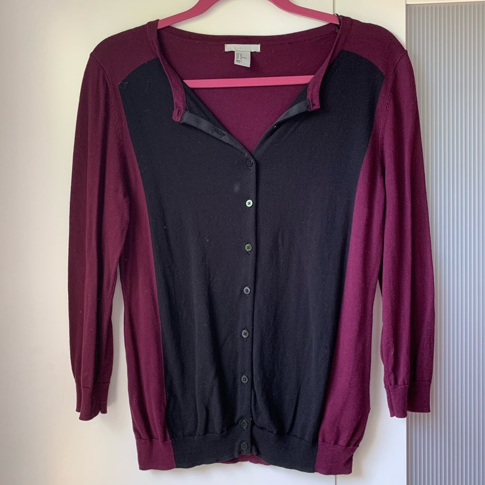 Plum & black cardigan